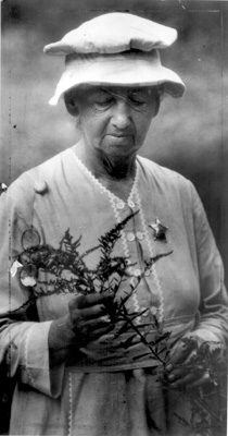 Eloise Butler with sprig of flowers