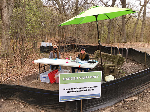 Garden staff at front gate