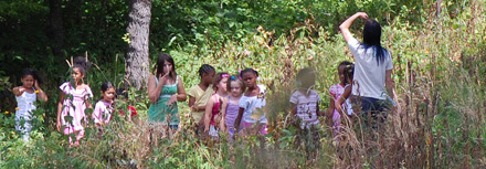 Kids visiting upland