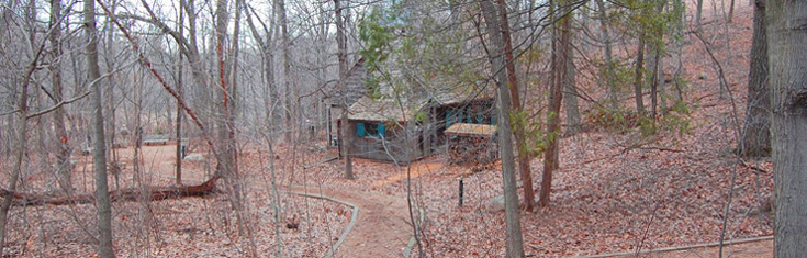 Spring landscape with shelter