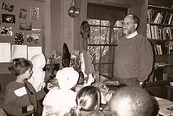Cary with kids in the Shelter