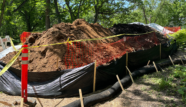 excavated dirt pile from, construction