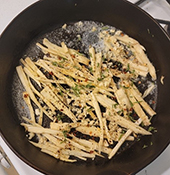 parsnips in pan